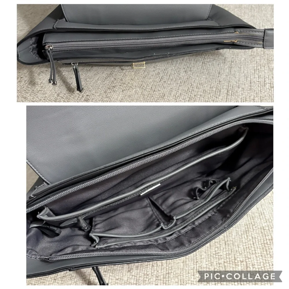 Alfani Gray Convertible Backpack Purse Faux Leather Work Travel Bag